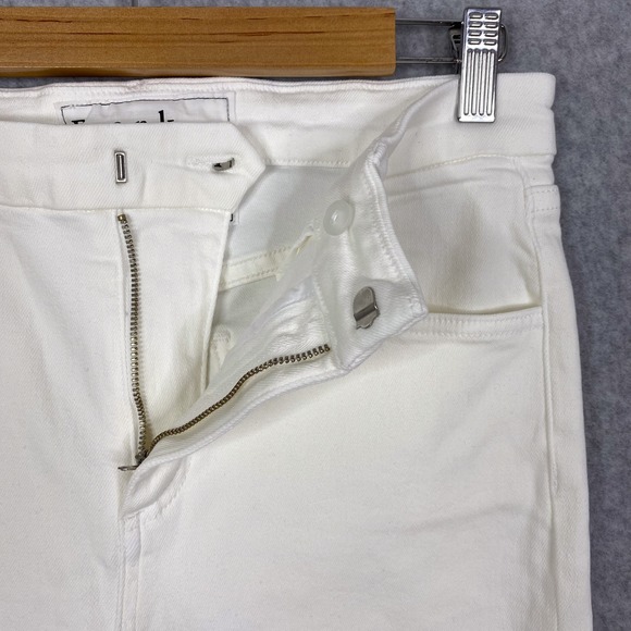 Frank & Eileen White Signature Derry Slim Straight High Rise Jean Raw Hem Sz 29 - Picture 4 of 10